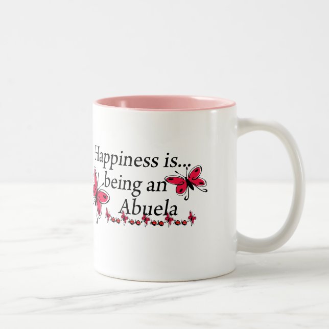 Caneca De Café Em Dois Tons Felicidade É Ser Uma Borboleta ABUELA (Direita)