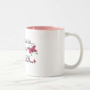 Caneca De Café Em Dois Tons Felicidade é ser uma borboleta Mema