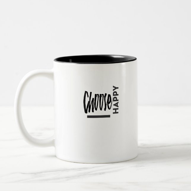 Caneca De Café Em Dois Tons Felicidade é uma escolha (Esquerda)