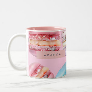 Caneca De Café Em Dois Tons Felicidade Personalizada de Macaron Pastel Espuman