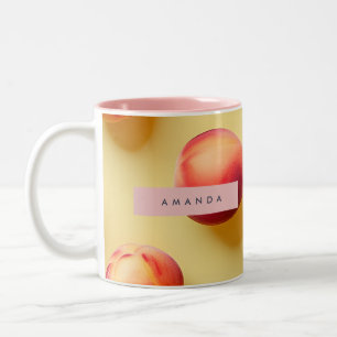 Caneca De Café Em Dois Tons Felicidade Personalizada de Pêssego Ensolarado