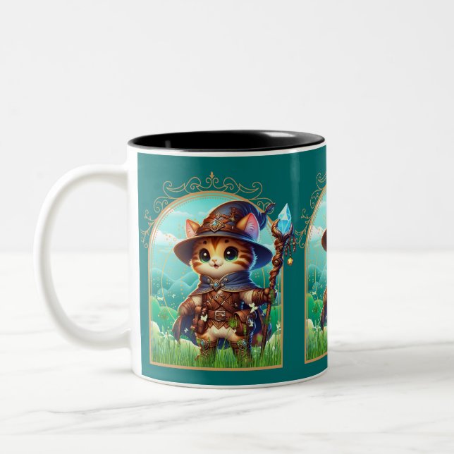 Caneca De Café Em Dois Tons Feline Fantasy Adventure (Esquerda)