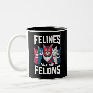 Caneca De Café Em Dois Tons Felinos Contra Criminosos