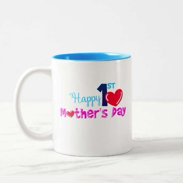 Caneca De Café Em Dois Tons Feliz 1º Dia das Mães (Esquerda)