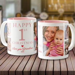 Caneca De Café Em Dois Tons Feliz 1º Natal Amo Você Vovó 5 Foto Rosa