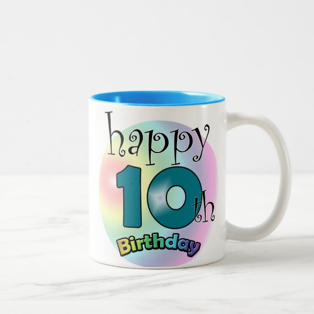 Caneca De Café Em Dois Tons Feliz 10º aniversário (Direita)