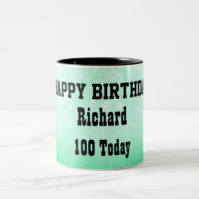 Caneca De Café Em Dois Tons Feliz 100º Aniversário Personalizado (Centro)