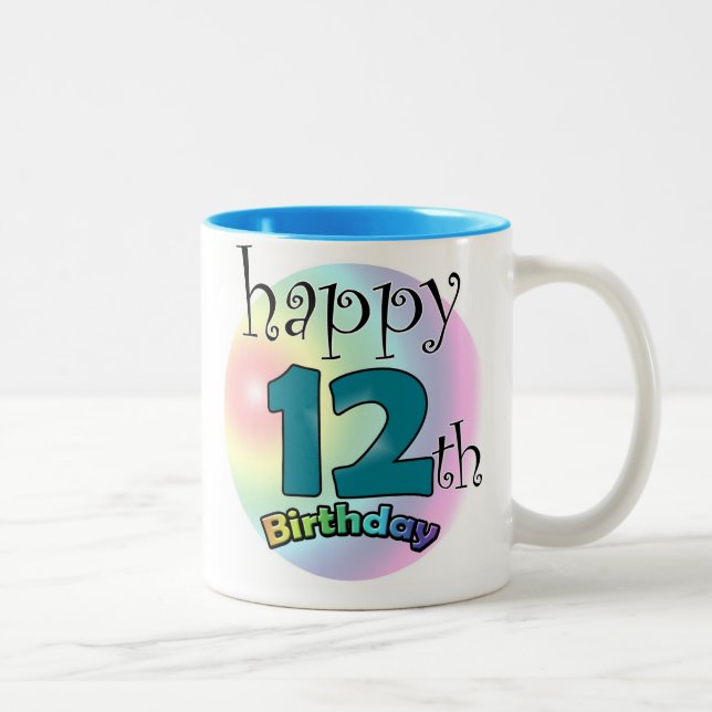 Caneca De Café Em Dois Tons Feliz 12 Birthday (Direita)