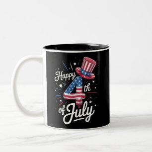 Caneca De Café Em Dois Tons Feliz 4 de Julho Bandeira Patriótica Americana EUA