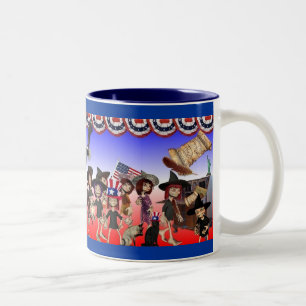 Caneca De Café Em Dois Tons Feliz 4o julho!