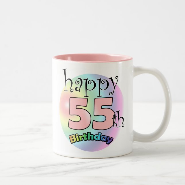 Caneca De Café Em Dois Tons Feliz 55º aniversário (roze) (Direita)