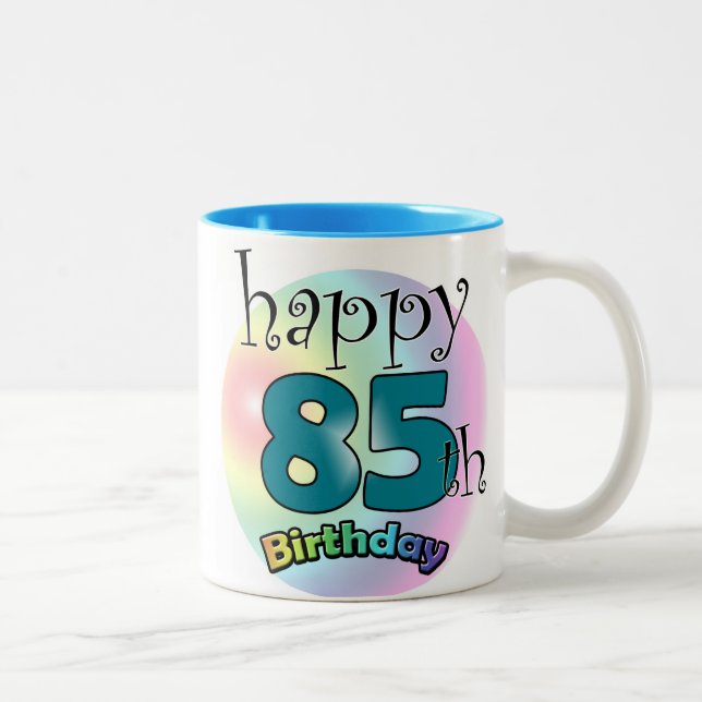 Caneca De Café Em Dois Tons Feliz 85º aniversário (blauw) (Direita)