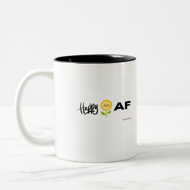 Caneca De Café Em Dois Tons Feliz AF - Mug (Esquerda)
