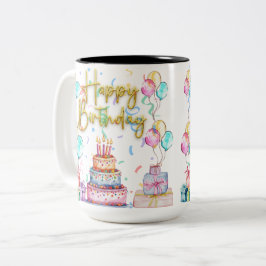 Caneca De Café Em Dois Tons Feliz Aniversário