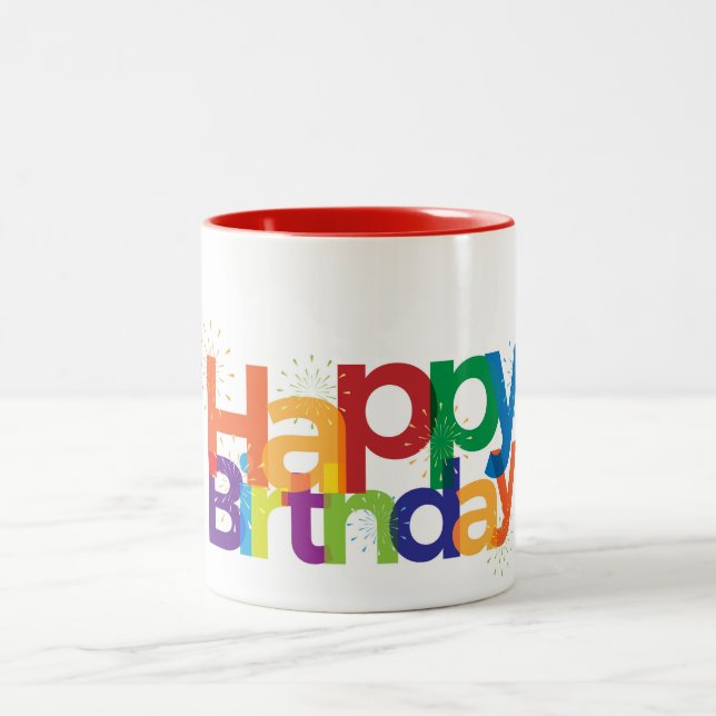 Caneca De Café Em Dois Tons Feliz aniversário (Centro)