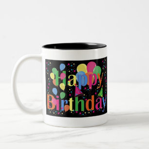 Caneca De Café Em Dois Tons Feliz aniversário 🎂