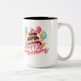 Caneca De Café Em Dois Tons Feliz aniversário