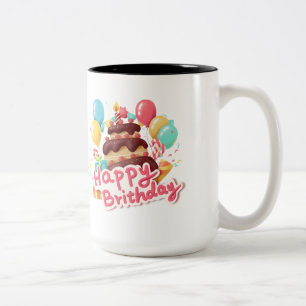 Caneca De Café Em Dois Tons Feliz aniversário