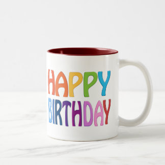 Caneca De Café Em Dois Tons Feliz aniversario - cumprimento colorido feliz