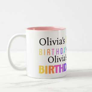 Caneca De Café Em Dois Tons Feliz aniversário da Tipografia Bonito Colorida