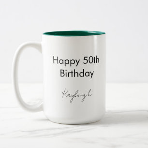 Caneca De Café Em Dois Tons Feliz Aniversário de 50 Anos Festa Personalizada d