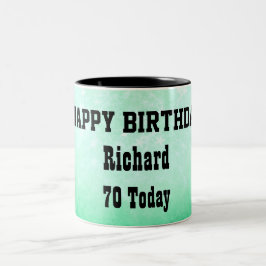 Caneca De Café Em Dois Tons Feliz aniversário de 70, personalizado
