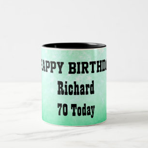 Caneca De Café Em Dois Tons Feliz aniversário de 70, personalizado