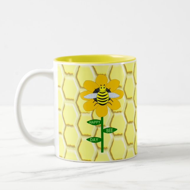 Caneca De Café Em Dois Tons Feliz Aniversário do Dia da Abelha (Esquerda)