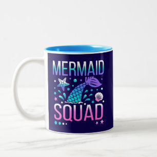 Caneca De Café Em Dois Tons Feliz Aniversário Esquadrão de Sereias Design de F