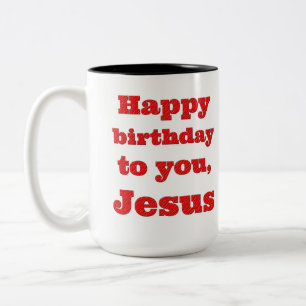 Caneca De Café Em Dois Tons Feliz aniversário, Jesus, presente de Natal