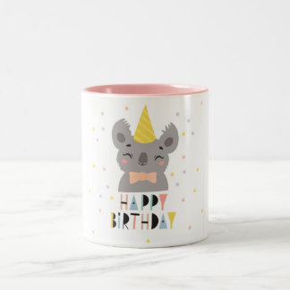 Caneca De Café Em Dois Tons Feliz aniversário, Koala