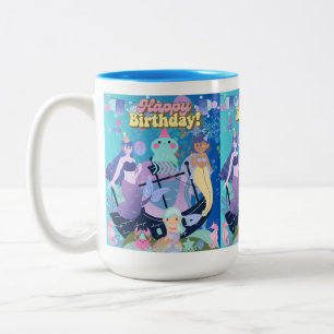 Caneca De Café Em Dois Tons Feliz aniversário! Linda sereia