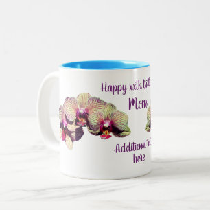 Caneca De Café Em Dois Tons Feliz Aniversário Mãe Flor Orquídea Personalizada