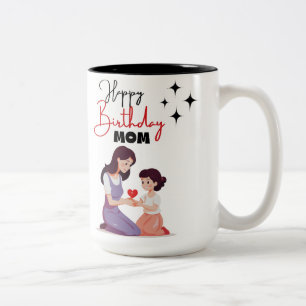 Caneca De Café Em Dois Tons Feliz aniversário mãe minimalista