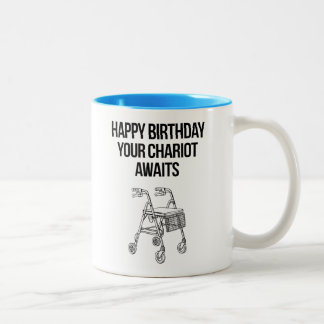 Caneca De Café Em Dois Tons Feliz Aniversário Sua Carruagem Aguarda