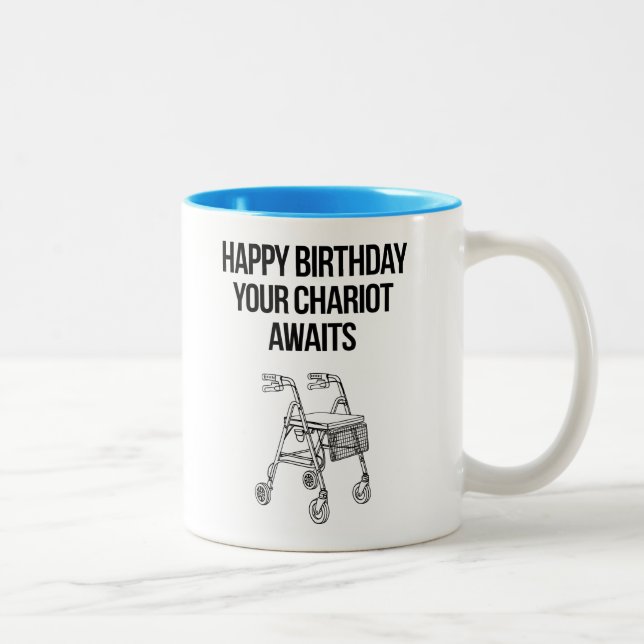 Caneca De Café Em Dois Tons Feliz Aniversário Sua Carruagem Aguarda (Direita)
