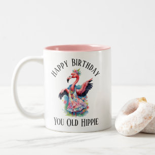 Caneca De Café Em Dois Tons Feliz Aniversário Velho Hippie dos Anos Setenta Re