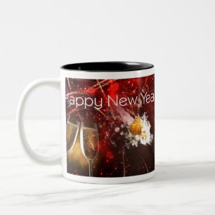 Caneca De Café Em Dois Tons Feliz Ano Novo-
