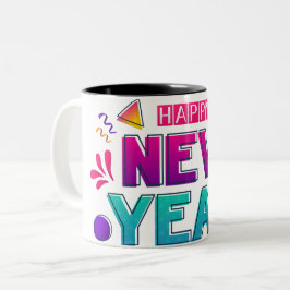 Caneca De Café Em Dois Tons "Feliz ano novo 2025 🎆 Fireworks Extravaganza!"