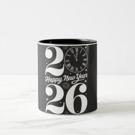 Caneca De Café Em Dois Tons Feliz Ano Novo 2026 Contagem Regressiva da Hora da