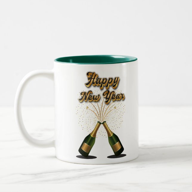 Caneca De Café Em Dois Tons Feliz ano novo de café (Esquerda)