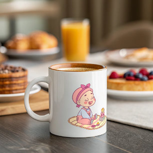 Caneca De Café Em Dois Tons Feliz ano novo de menina doce