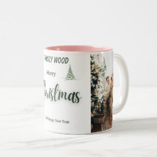 Caneca De Café Em Dois Tons feliz ano novo de natal de natal