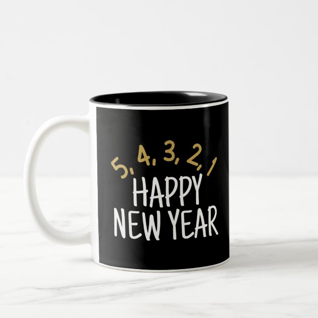 Caneca De Café Em Dois Tons Feliz Ano Novo Engraçado (Esquerda)