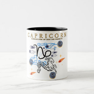 Caneca De Café Em Dois Tons Feliz ano novo Mikitiez capricorn saturn astrologi