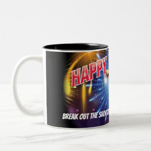 Caneca De Café Em Dois Tons FELIZ ANO NOVO - Pão pequeno, Whisky e Black Bun