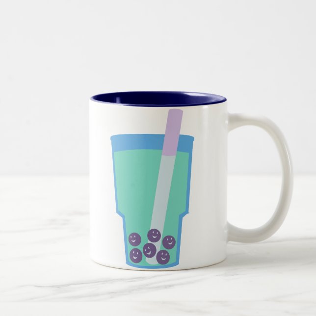 Caneca De Café Em Dois Tons Feliz Boba Tea Bubbles (Direita)