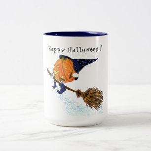 Caneca De Café Em Dois Tons Feliz bruxa das bruxas-abóbora-abóbora - Divers