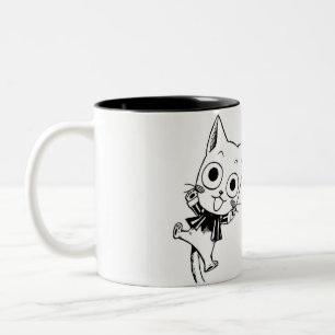 Caneca De Café Em Dois Tons Feliz Cachorro - Fada Tail Black & White Manga com