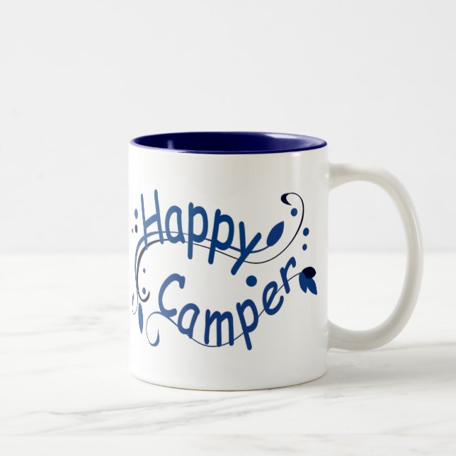 Caneca De Café Em Dois Tons Feliz Camper Blue Mugs (Direita)